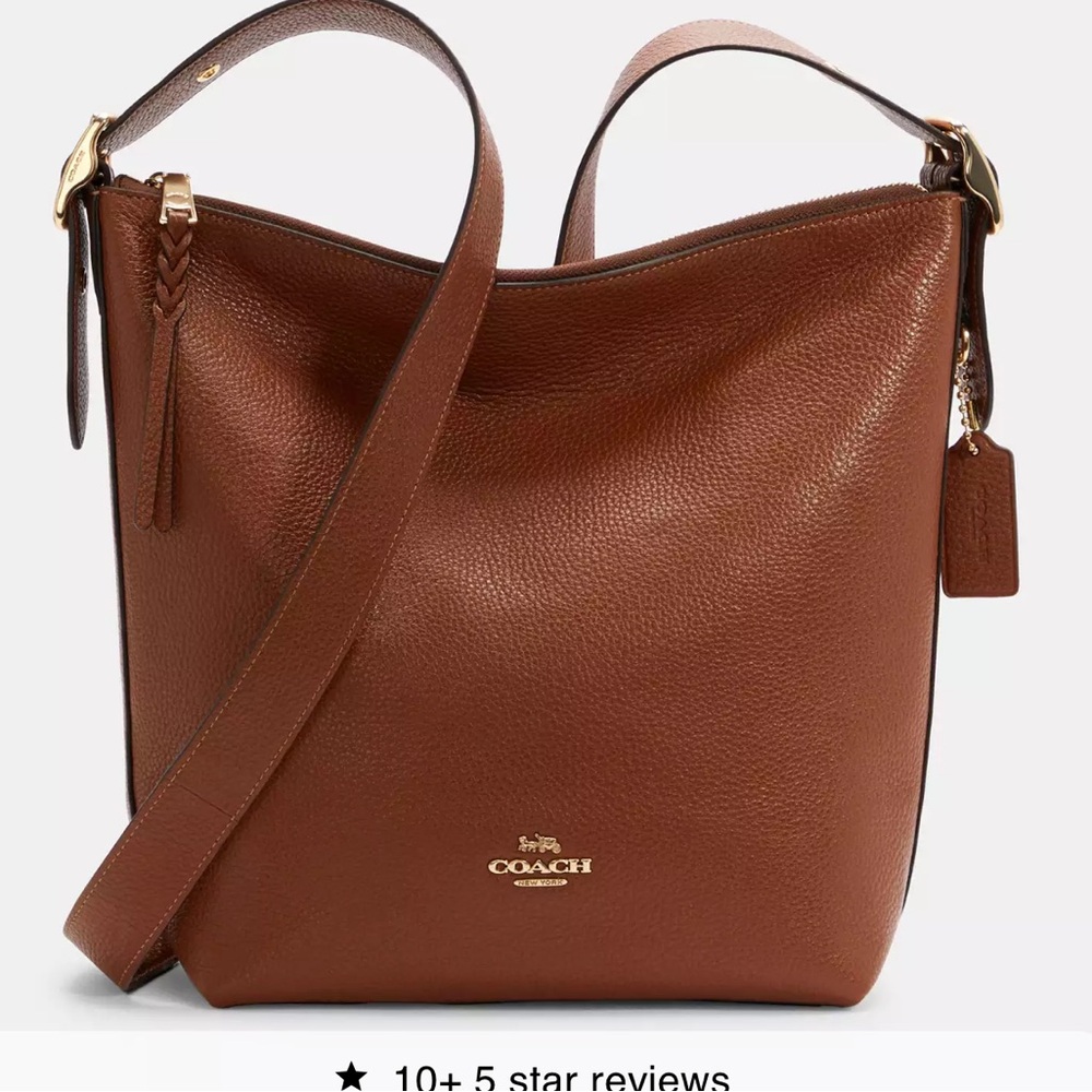 RARE large Coach dufflette bag with brown polished pebble leather